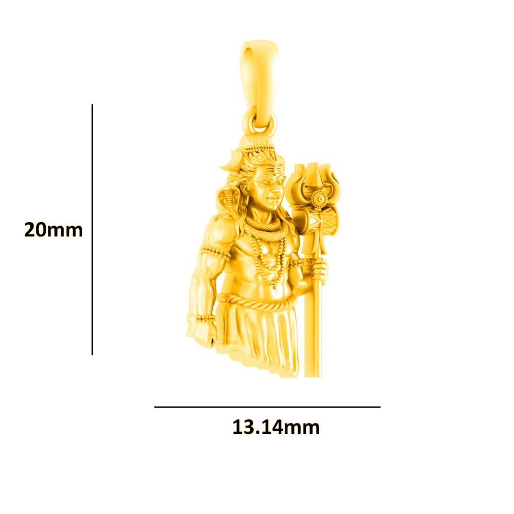 22KT Gold Plated God Shiva Pure Silver 92.5% purity Chain pendant by Shiva Pendant (Pendant with Anchor Chain-22 inches)