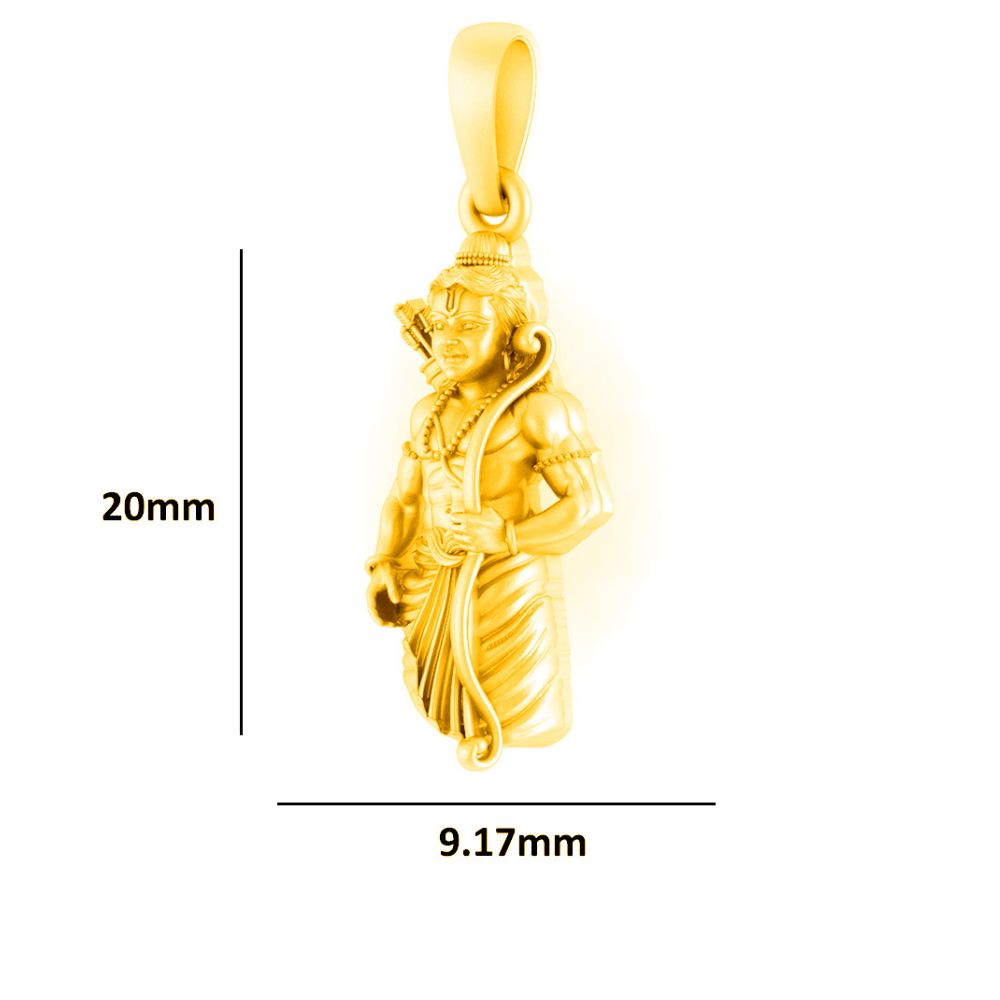 22KT Gold Plated Sterling Silver (92.5% Purity) God Ram Ji chain Pendant (with 92.5% purity) (Locket with Anchor Chain-18 inches) for Women