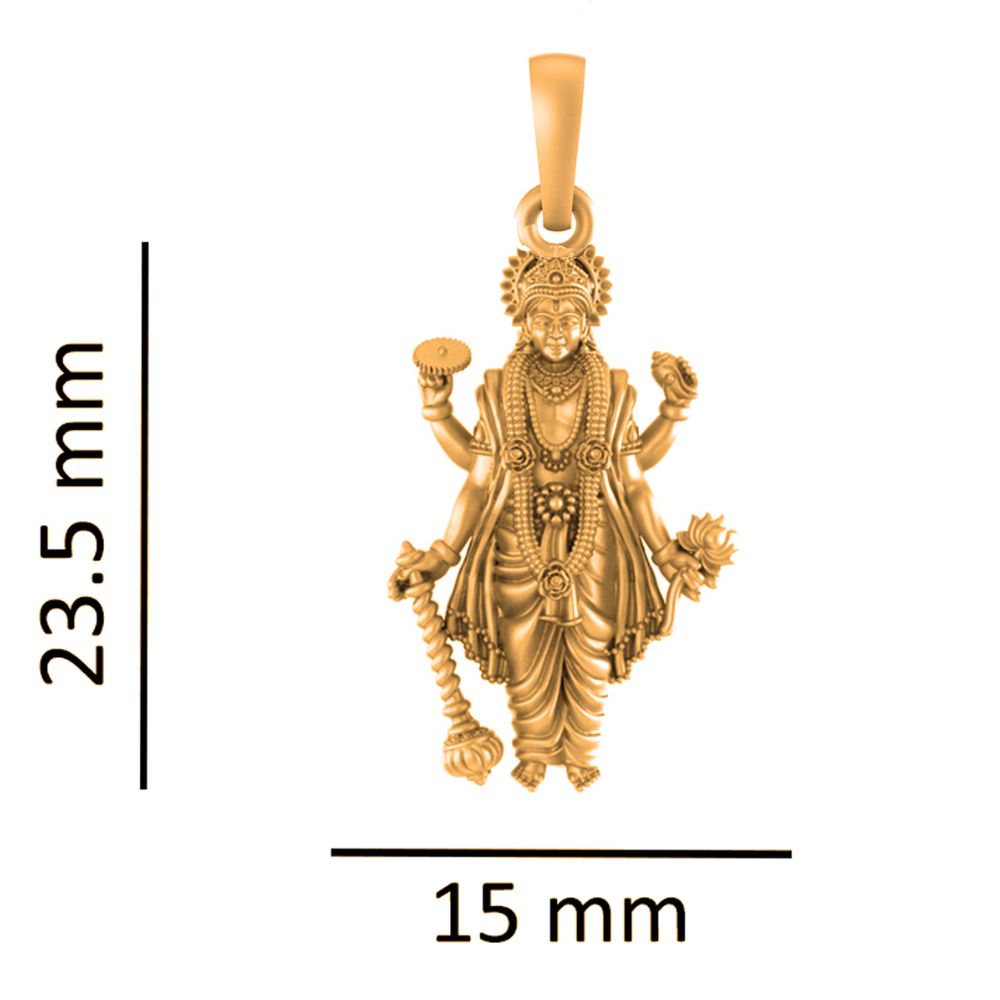 22KT Gold Plated Sterling Silver (92.5% Purity) Pure Silver Vishnu ji chain pendant (Locket with Box Chain) for Men and women