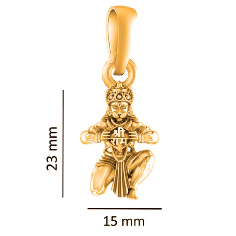22KT Gold Plated God Hanuman/Bajrang Bali Chain Pendant (Locket with Box Chain- 22 inches) for Men & Women