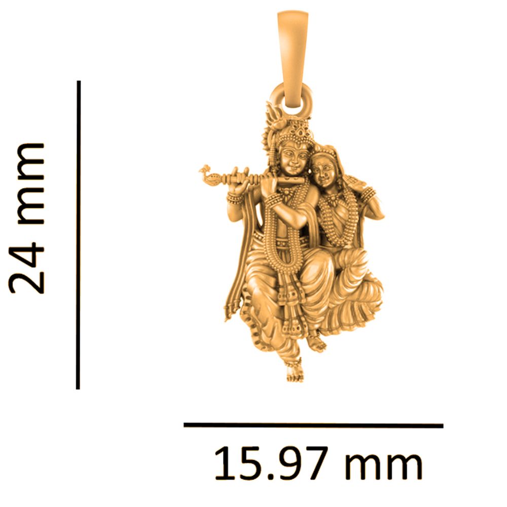 22KT Gold Plated Sterling Silver (92.5% Purity) Pure Silver God Radha Krishna Chain Pendant (Locket with Ball Chain) for Women