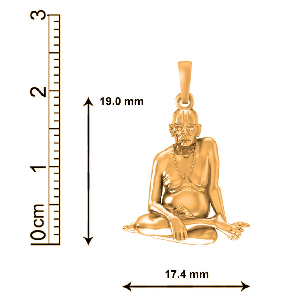 22KT Gold Plated Sterling Silver (92.5% Purity) Pure Silver Spiritual Swami Samarth Chain Pendant (Locket with Ball Chain) for Men and women
