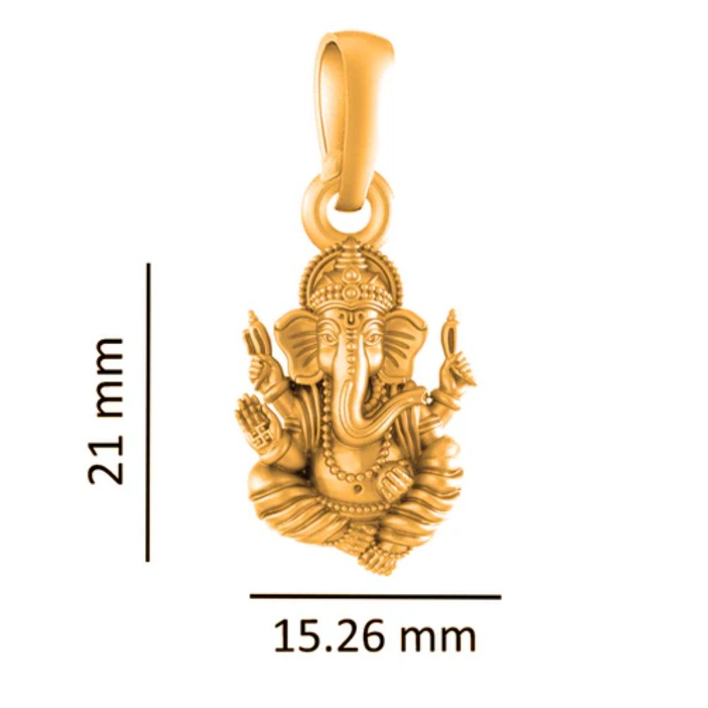 22KT Gold Plated Sterling Silver (92.5% Purity) Pure Silver God Ganesha Chain Pendant (Locket with Anchor/ Cable Chain Chain) for Women