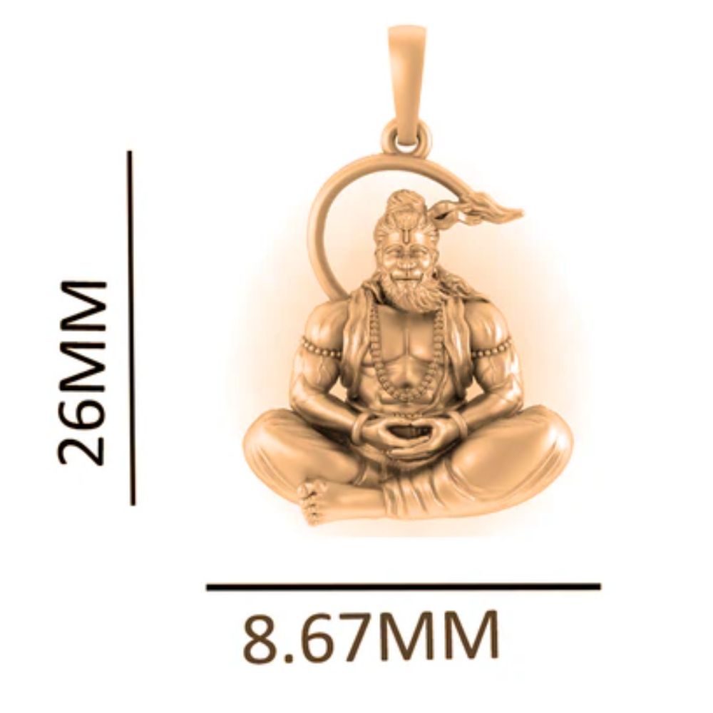 22 CT Gold Plated Silver (92.5% purity) God Hanuman/Bajrang Bali (Big Size) Pendant for Men