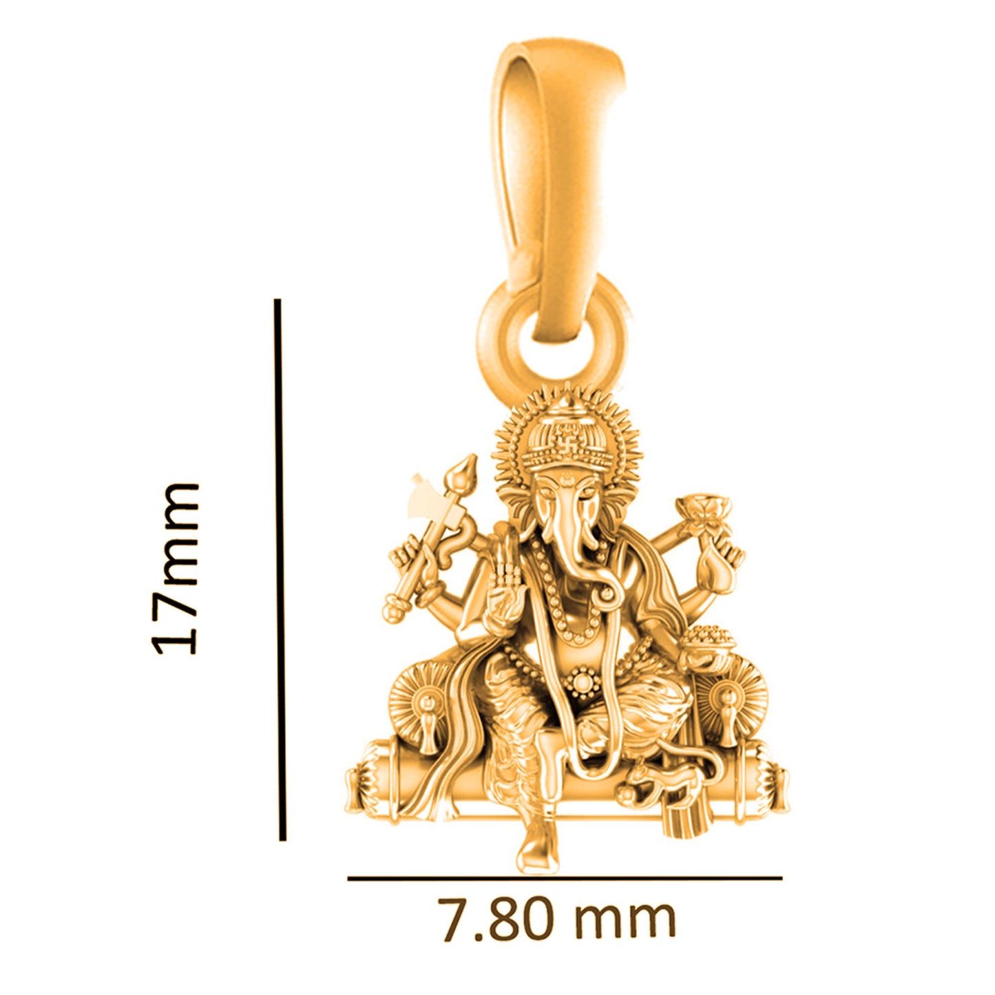 22KT Gold Plated Sterling Silver (92.5% Purity) Pure Silver God Ganesha Chain Pendant (Locket with Anchor Chain-22 inches) for Men & Women
