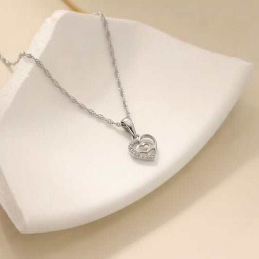 Sterling Silver Heart Pendant with 18 Inches Rope Chain for Women by Akshat Sapphire 92.5 Silver PSR0510