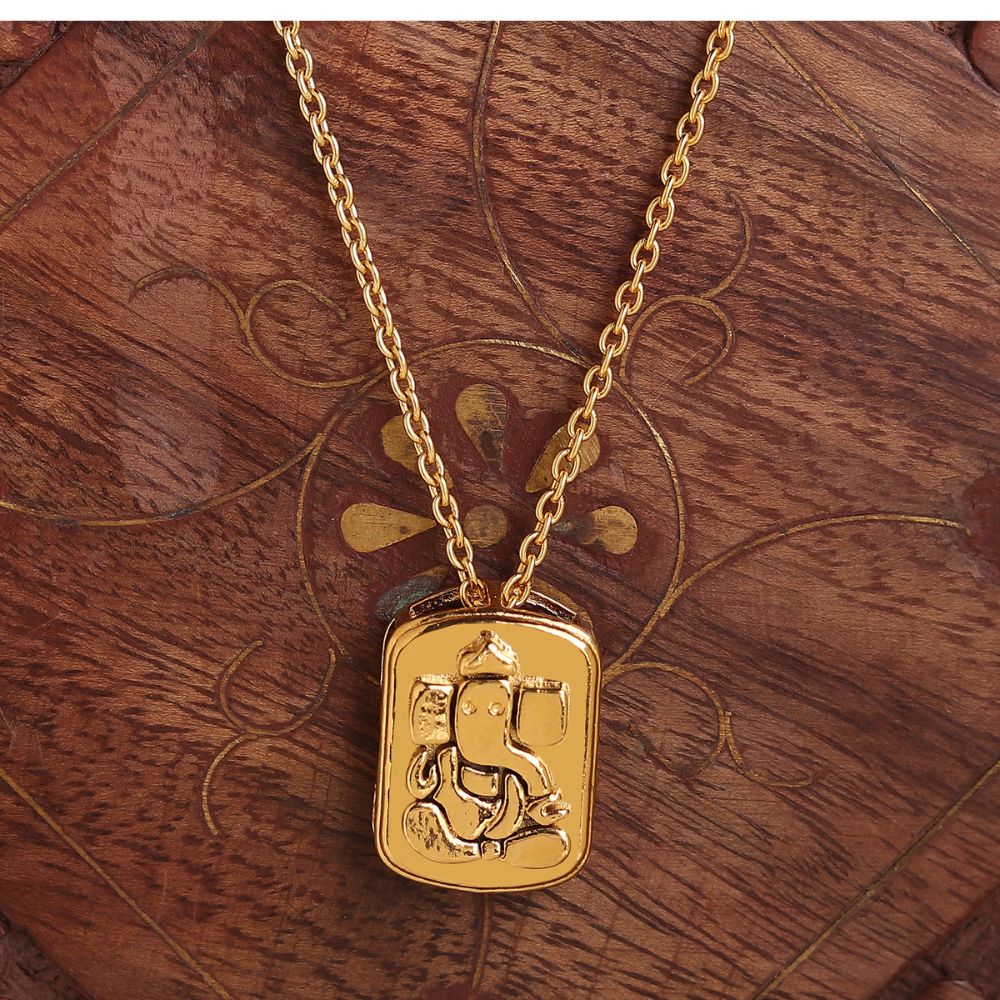 22 CT Gold Plated Silver (92.5% purity)God Ganesh Pendant for Men, Boys Girls and Women