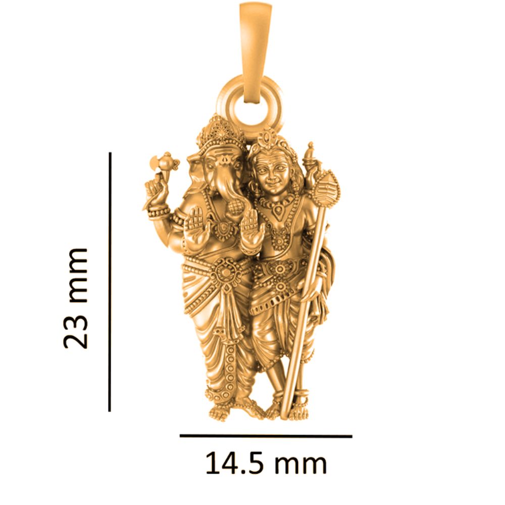 22 CT Gold Plated Silver (92.5% purity)God Ganesh Kartikeya Pendant for Men, Boys Girls and Women
