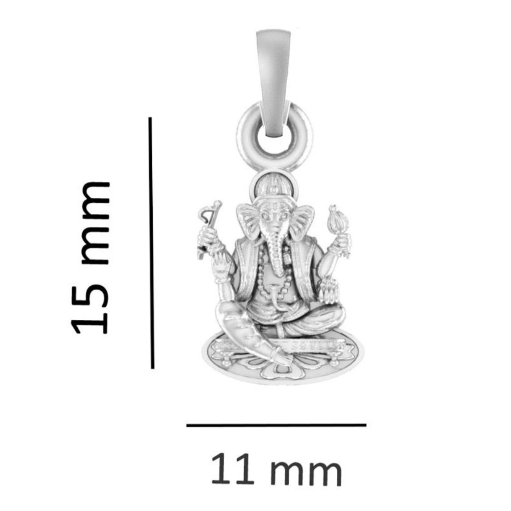 Sterling Silver (92.5% Purity) Pure Silver God Ganesha Chain Pendant (Locket with Snake Chain) for Men & Women