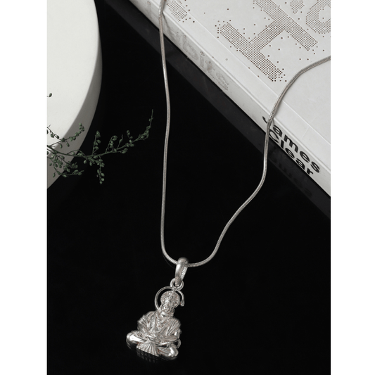 Sterling Silver 92.5 God Hanuman Chain Pendant with Rope Chain 22 Inches for Men by Akshat Sapphire MPSR7150