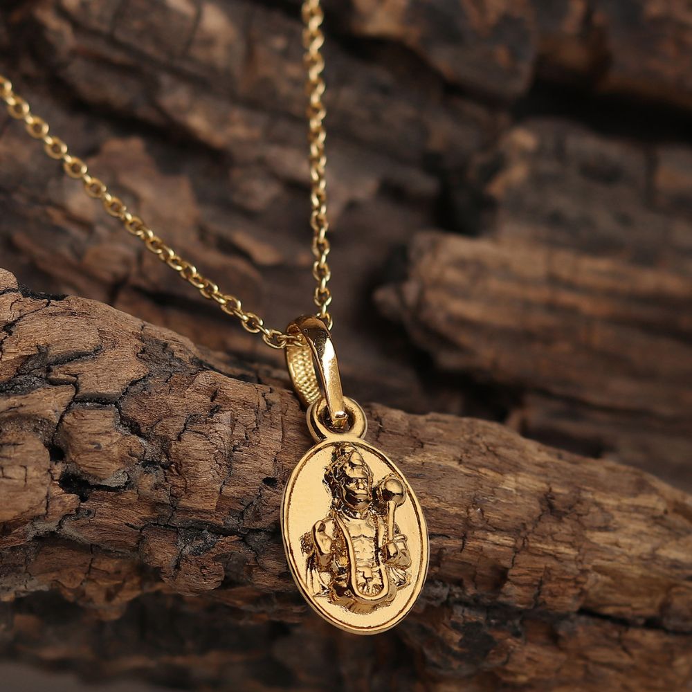 22 CT Gold Plated Silver (92.5% purity)God Hanuman/Bajrang Bali Pendant for Men