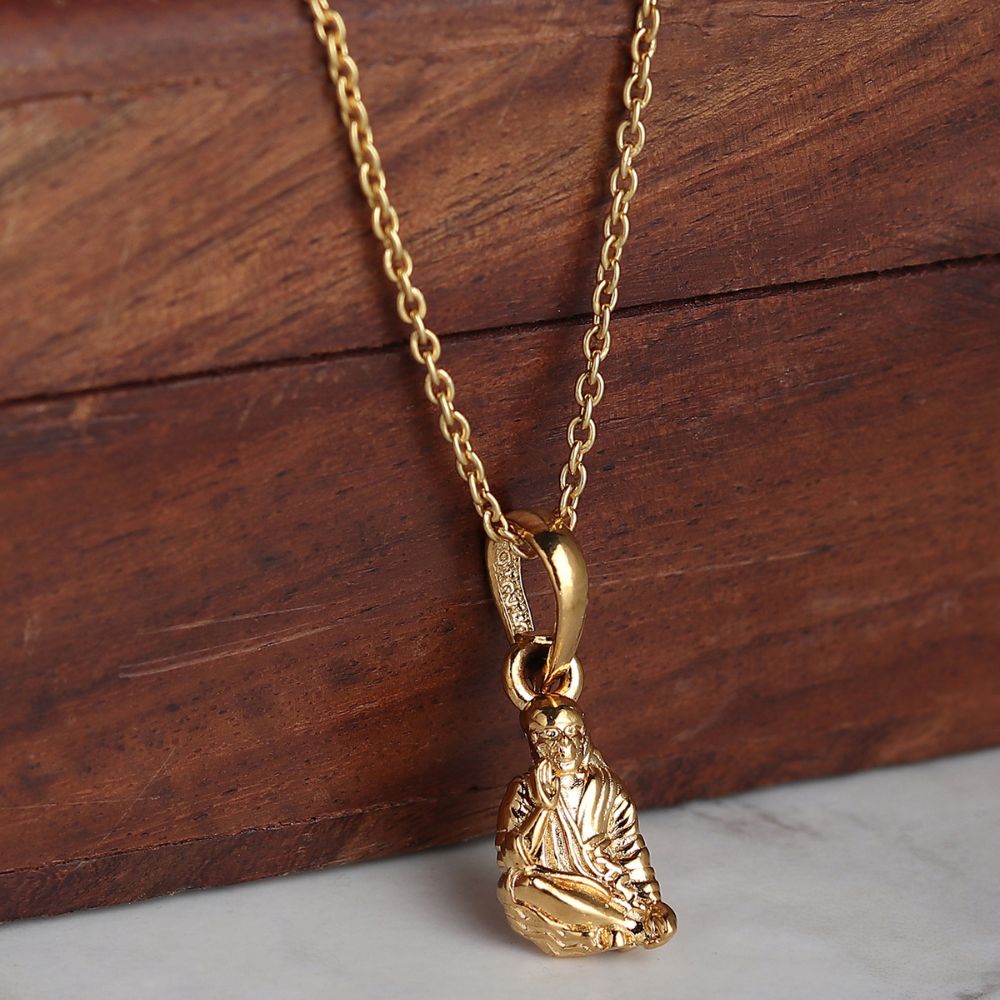 22 CT Gold Plated Silver (92.5% purity) God Sai baba baba Pendant for Men and Women