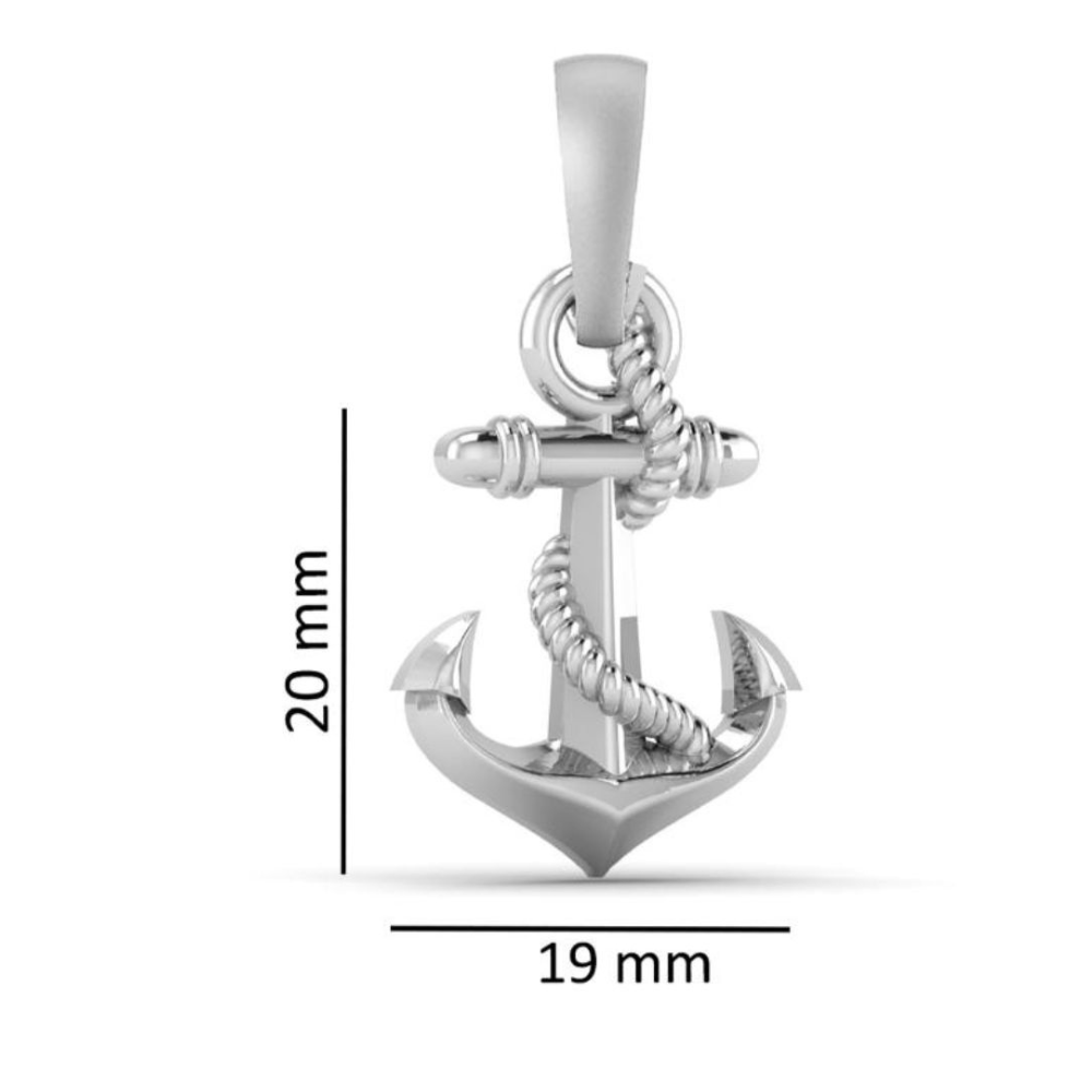 Sterling Silver (92.5% Purity) Pure Silver Ship Anchor Chain Pendant (Locket with Figaro Chain) for Men & Women