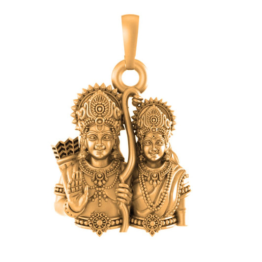22 CT Gold Plated Silver (92.5% purity) God Ram and Maa Sita Pendant for Men and Women