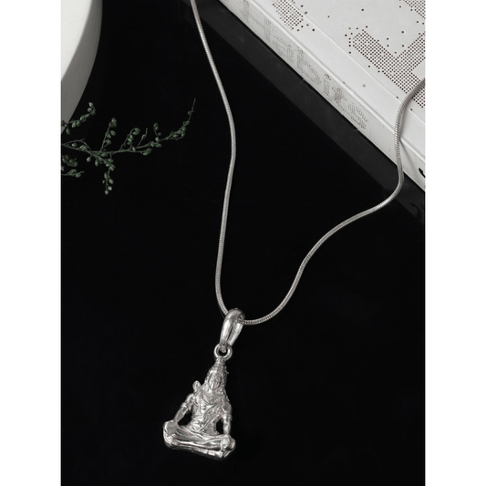 Sterling Silver 92.5 God Shiva Chain Pendant with Anchor Chain 18 Inches for women by Akshat Sapphire PSA7265
