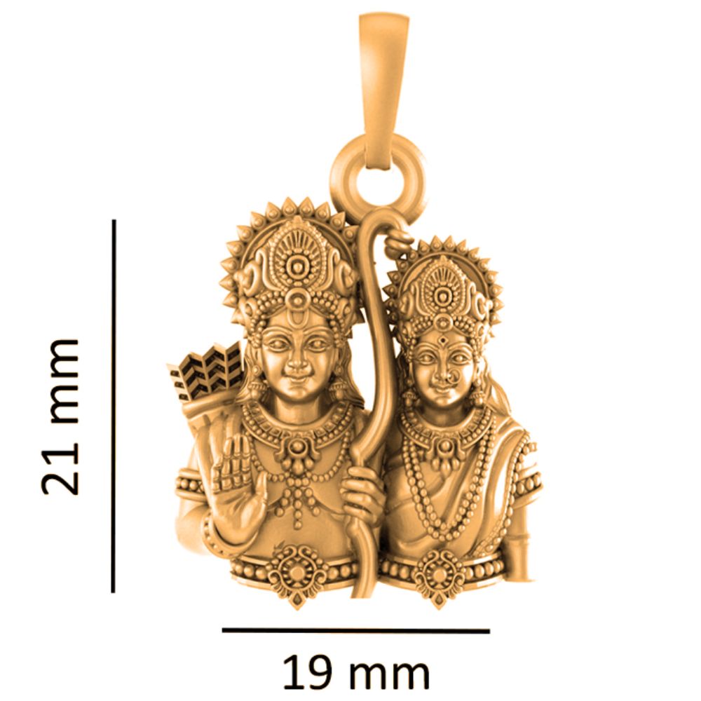 22 CT Gold Plated Silver (92.5% purity) God Ram and Maa Sita Pendant for Men and Women
