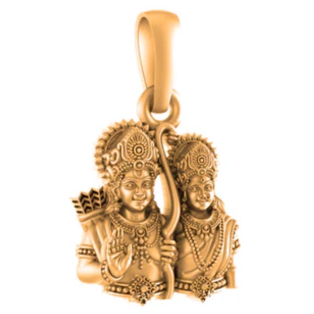 22 CT Gold Plated Silver (92.5% purity) God Ram and Maa Sita Pendant for Men and Women