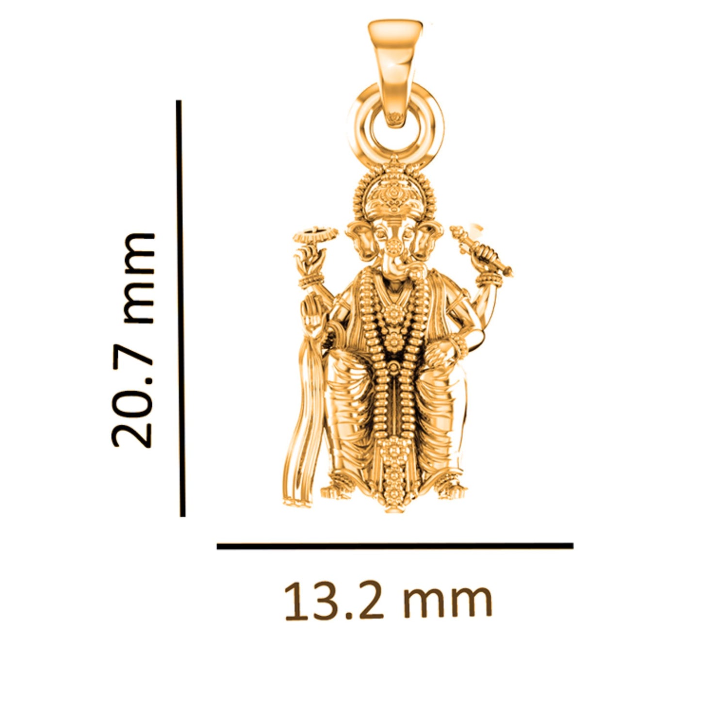 22KT Gold Plated Sterling Silver (92.5% Purity) Pure Silver God Ganesha Chain Pendant (Locket with Anchor Chain-22 inches) for Men & Women