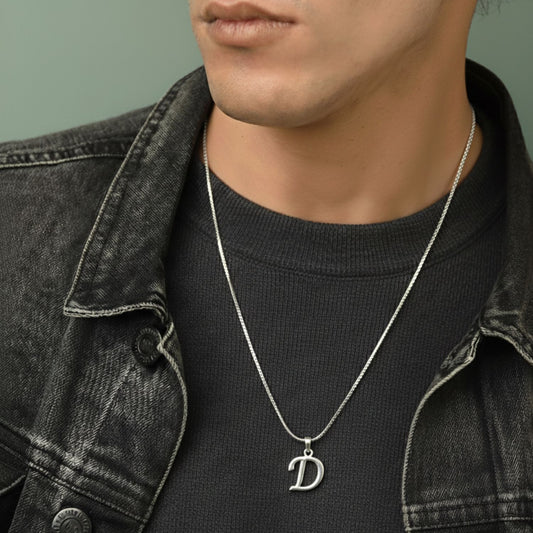 Alphabet D Pendant for Men & Women by Akshat Sapphire 92.5 Silver NP_D_8004