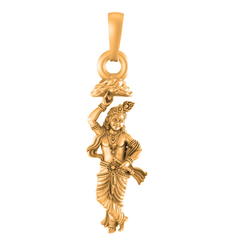 22 CT Gold Plated Silver (92.5% purity) God Krishna Pendant for Men and Women