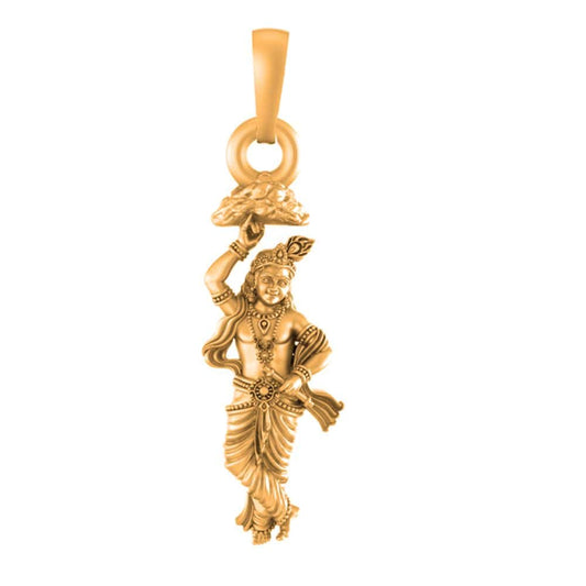 22CT Gold Plated Silver 92.5 Purity God Krishna (Regular Size) Pendant for Men & Women by Akshat Sapphire-PM7240_GOLD