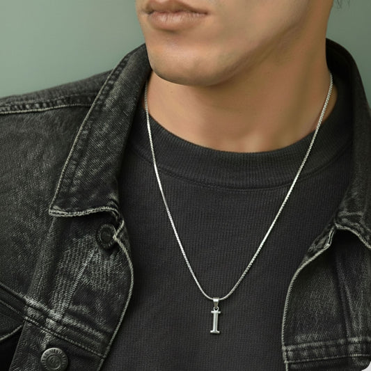 Alphabet I Pendant for Men & Women by Akshat Sapphire 92.5 Silver NP_I_8009