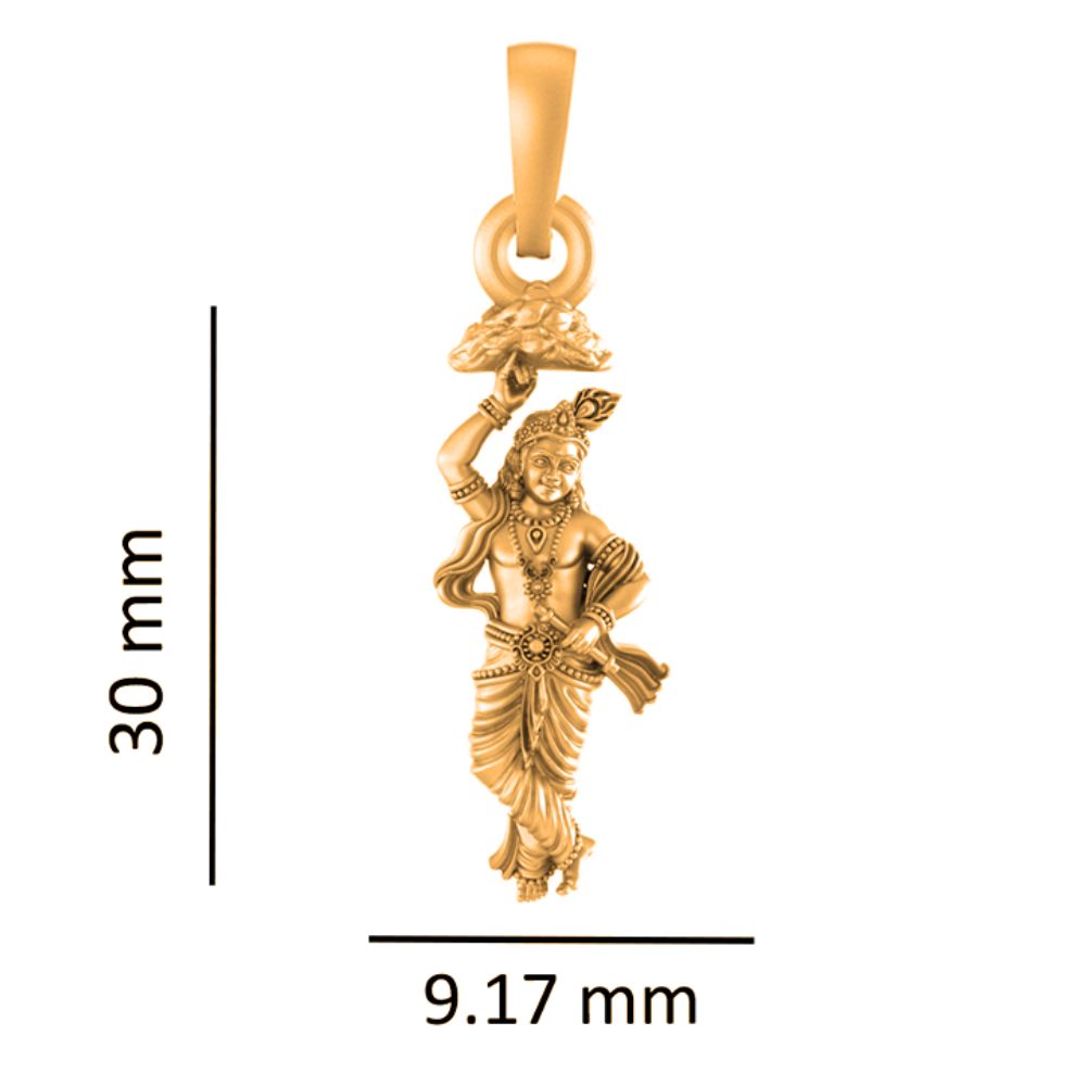 22 CT Gold Plated Silver (92.5% purity) God Krishna Pendant for Men and Women