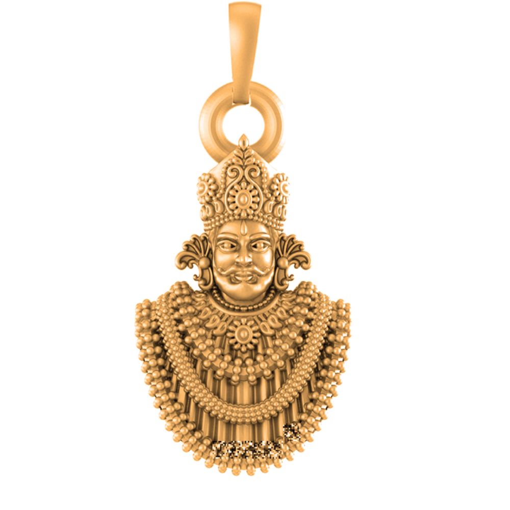 22 CT Gold Plated Silver (92.5% purity) God Baba Khatu Shyam Pendant for Men and Women