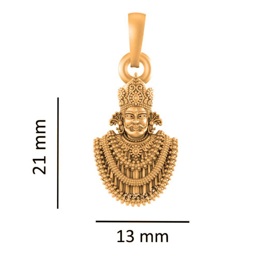 22 CT Gold Plated Silver (92.5% purity) God Baba Khatu Shyam Pendant for Men and Women