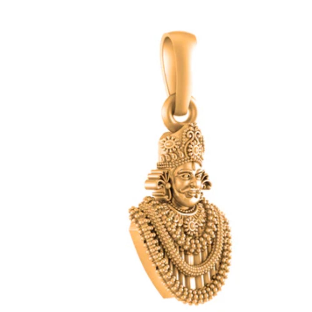 22 CT Gold Plated Silver (92.5% purity) God Baba Khatu Shyam Pendant for Men and Women