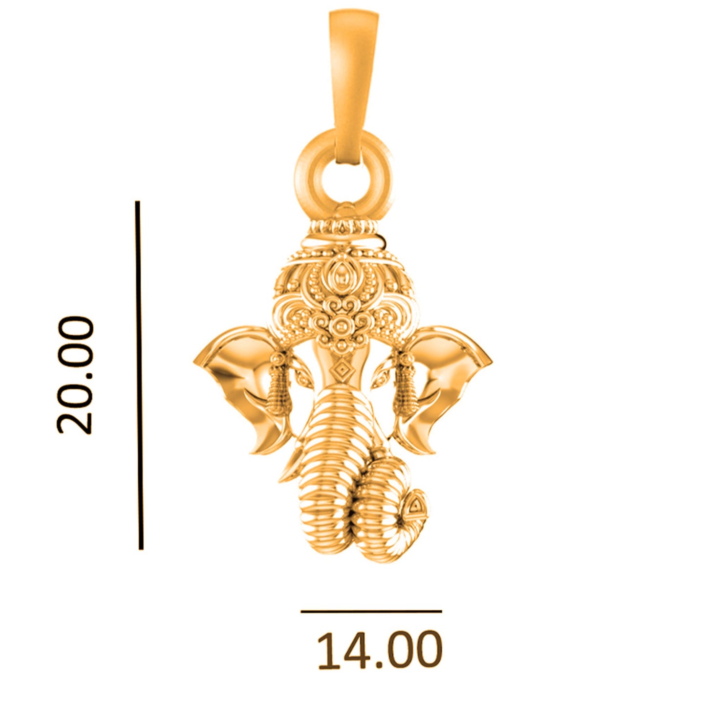 22KT Gold Plated Sterling Silver (92.5% Purity) Pure Silver God Ganesha Chain Pendant (Locket with Anchor Chain-22 inches) for Men & Women