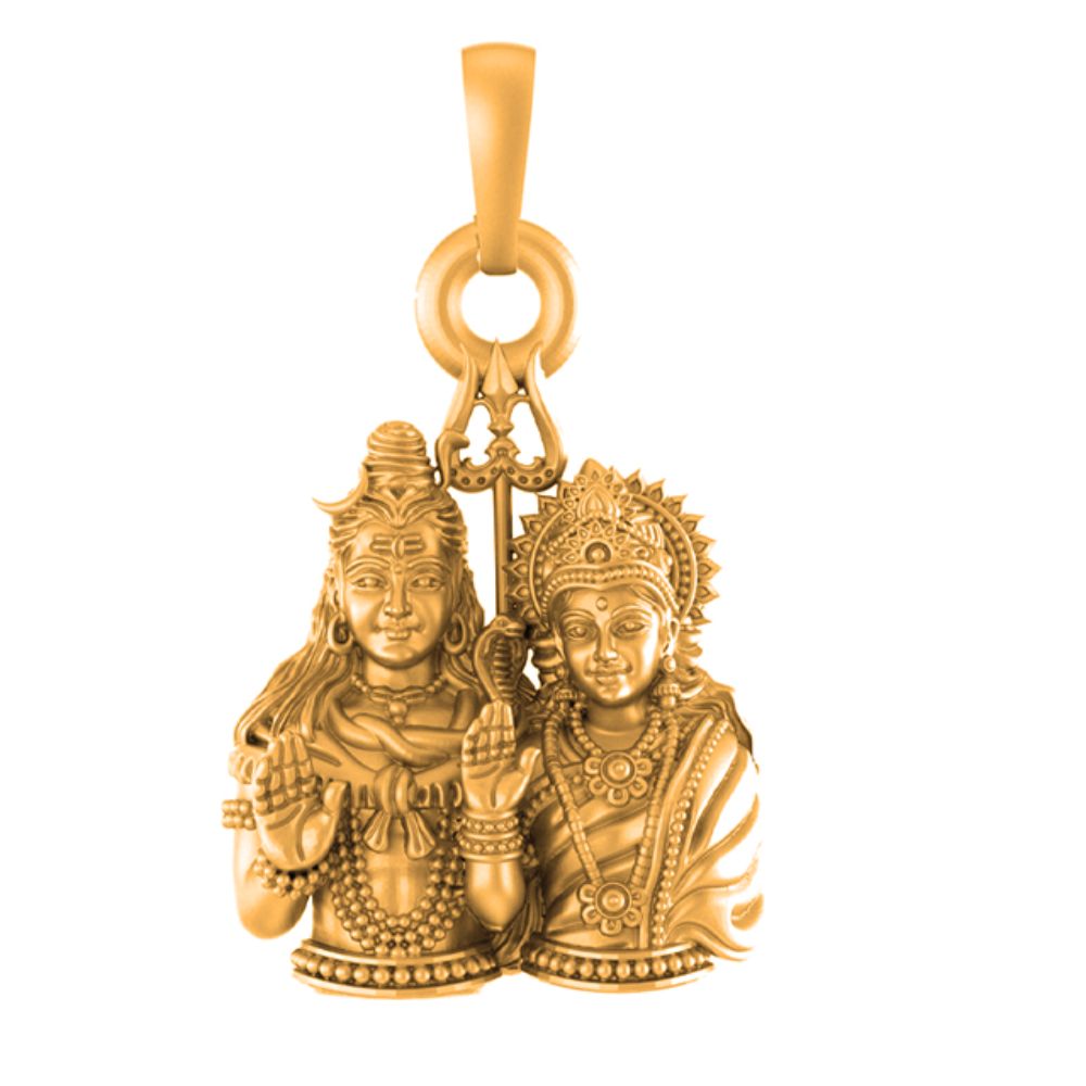 22 CT Gold Plated Silver (92.5% purity) God Shiv Parvati Pendant for Men and Women