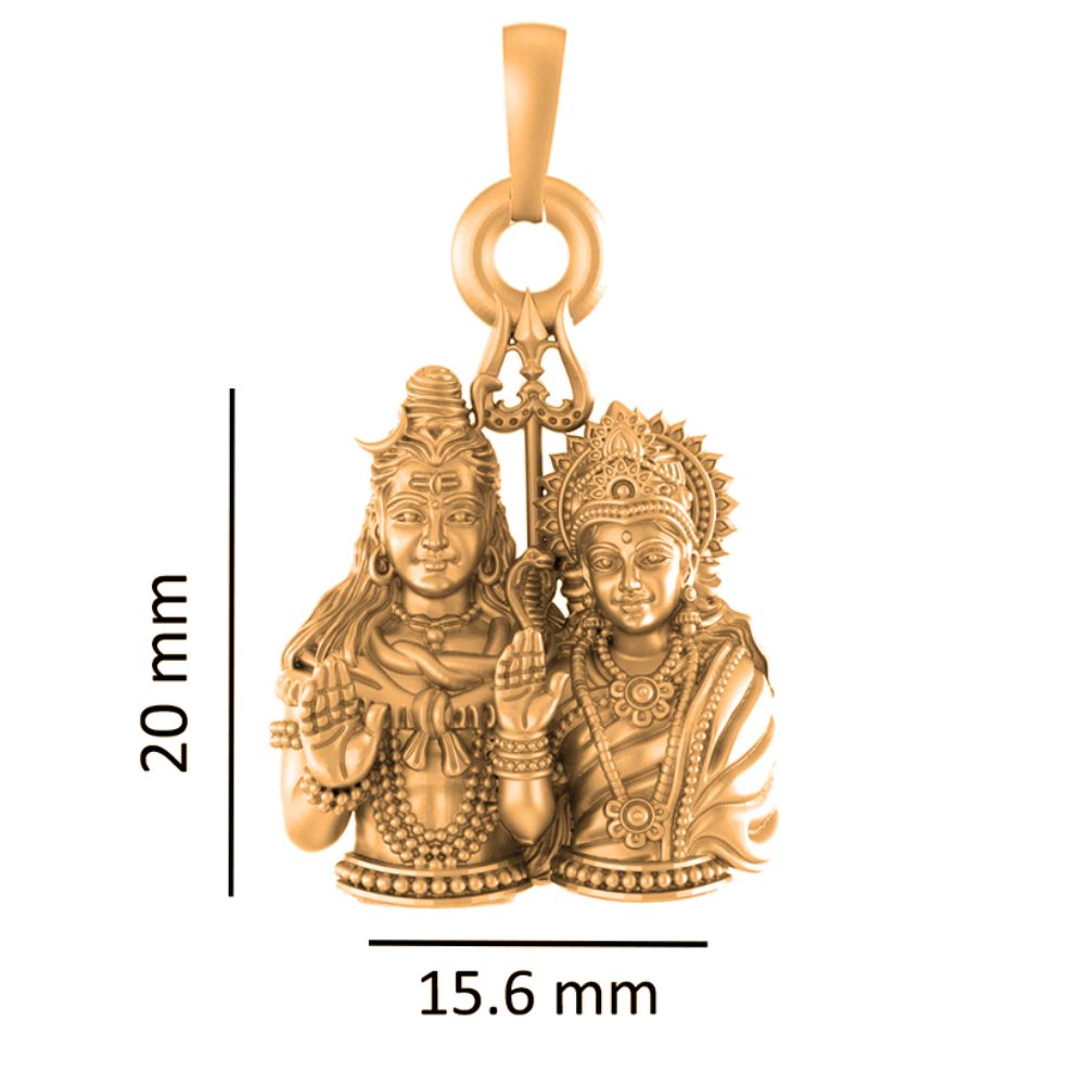 22 CT Gold Plated Silver (92.5% purity) God Shiv Parvati Pendant for Men and Women