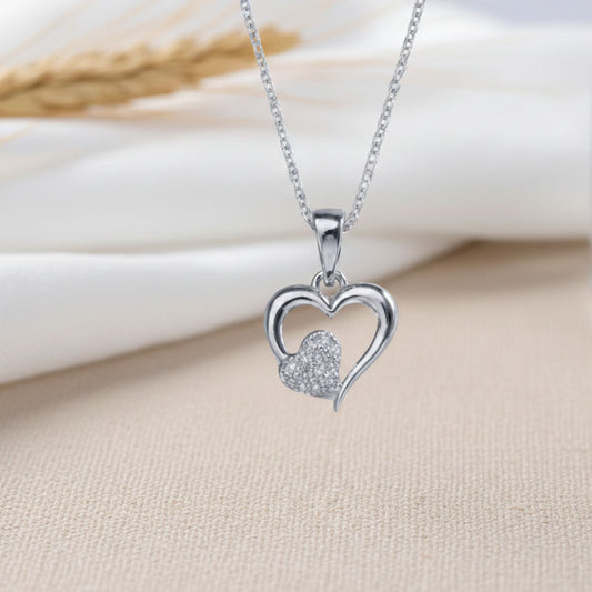 Sterling Silver Heart Pendant with 18 Inches Anchor Chain for Women by Akshat Sapphire 92.5 Silver PSA0514