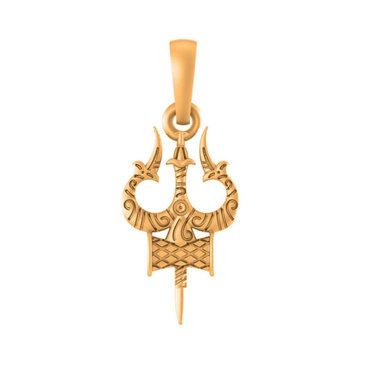 22 CT Gold Plated Silver (92.5% purity) Spiritual Shiva Trishul Pendant for Men and Women