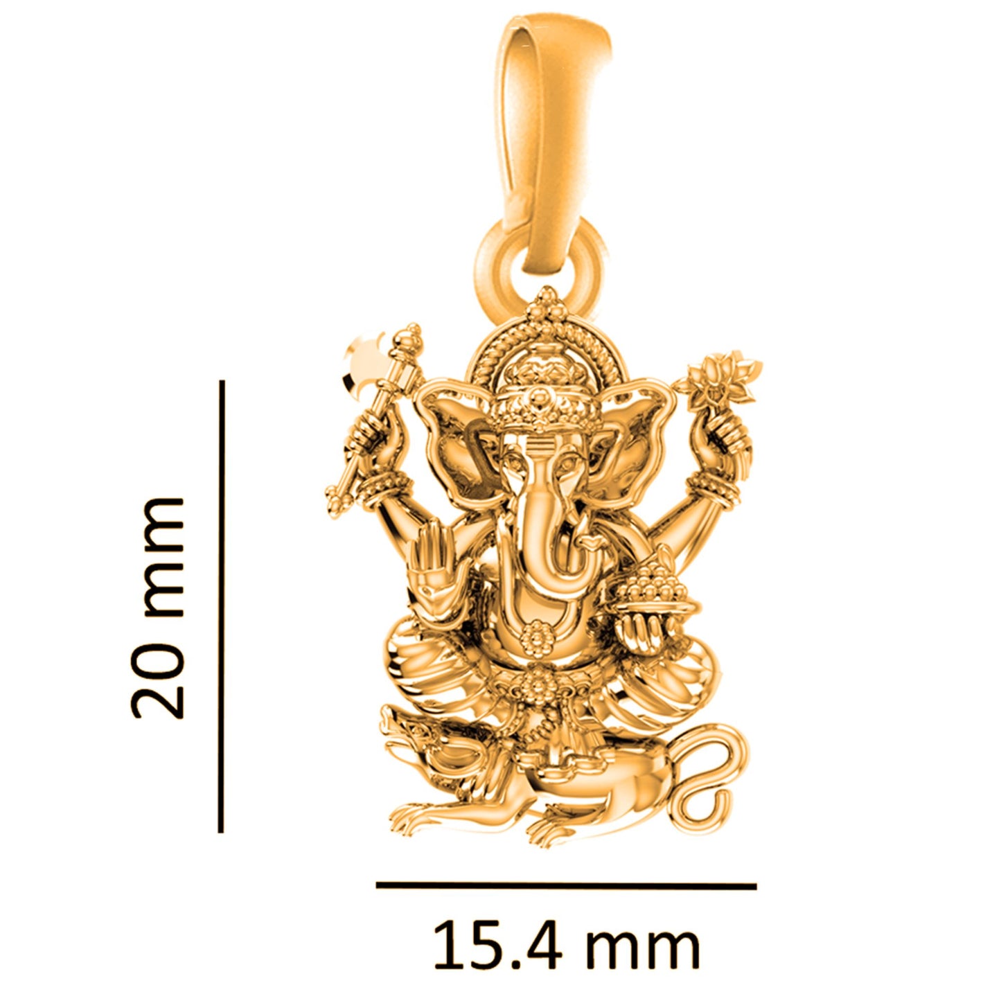 22KT Gold Plated Sterling Silver (92.5% Purity) Pure Silver God Ganesha Chain Pendant (Locket with Anchor Chain-22 inches) for Men & Women