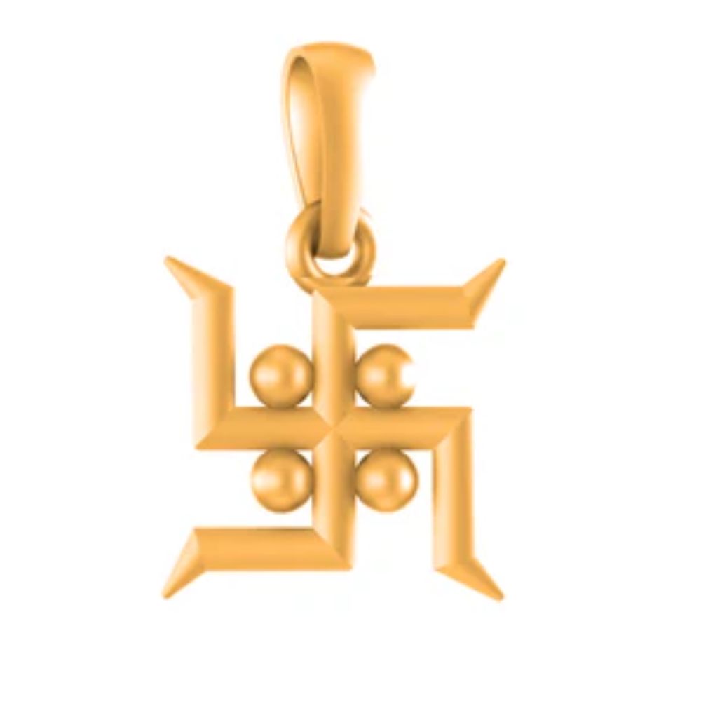 22 CT Gold Plated Silver (92.5% purity) Spiritual Swastik Symbol Pendant for Men and Women