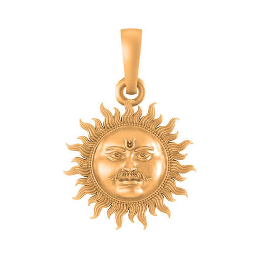 22 CT Gold Plated Silver (92.5% purity) Divine God Sun Pendant for Men and Women