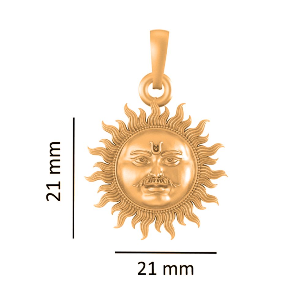 22KT Gold Plated Sterling Silver (92.5% Purity) Pure Silver Divine God Sun Chain Pendant (Locket with Box Chain) for Women
