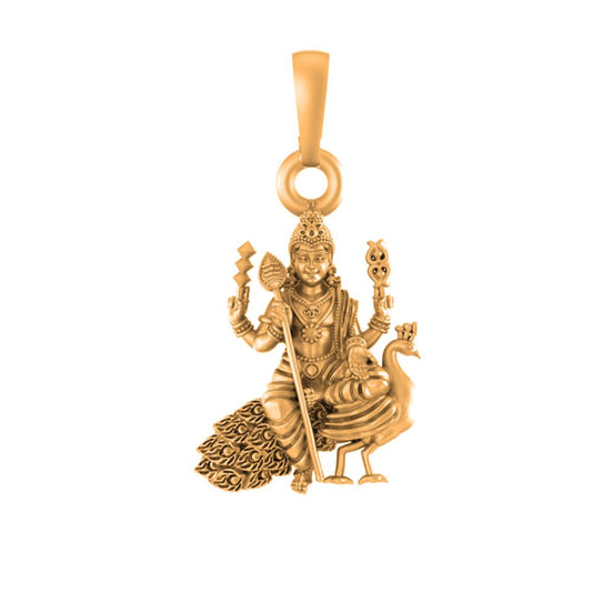 22 CT Gold Plated Silver (92.5% purity) God Kartikeya Pendant for Men and Women