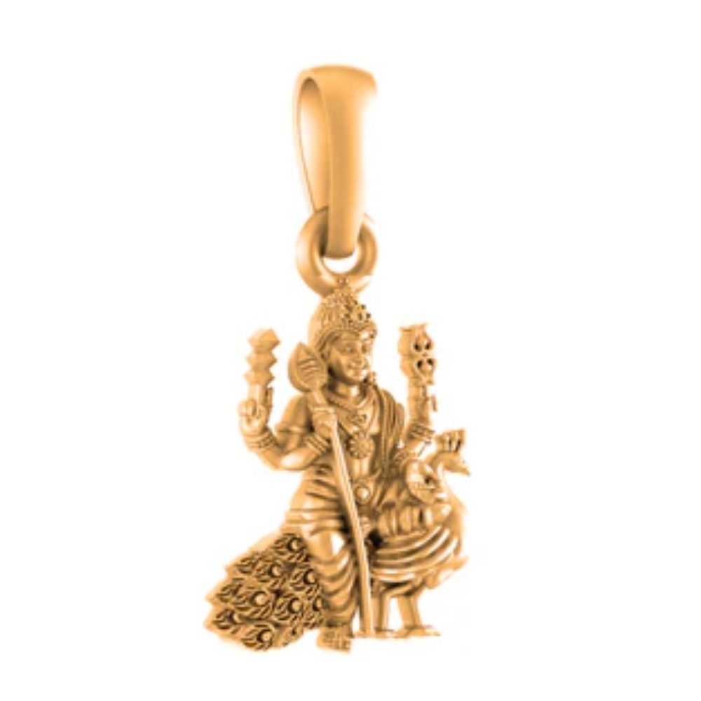 22 CT Gold Plated Silver (92.5% purity) God Kartikeya Pendant for Men and Women