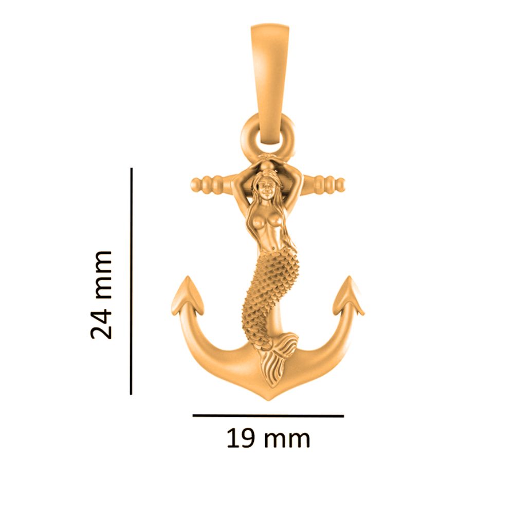 22 CT Gold Plated Silver (92.5% purity) Ship Anchor Pendant for Men and Women