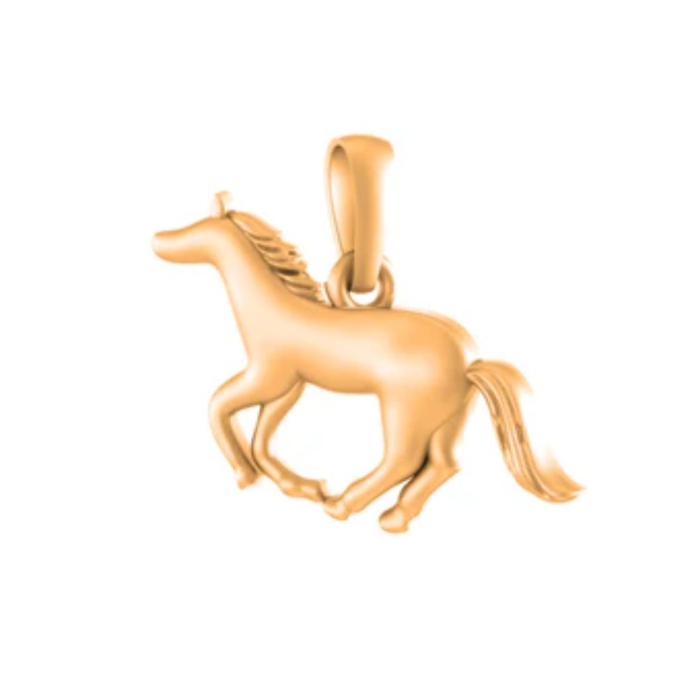 22 CT Gold Plated Silver (92.5% purity) Strength Symbolic Horse Pendant for Men and Women