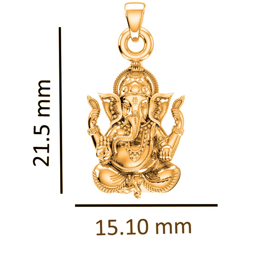 22KT Gold Plated Sterling Silver (92.5% Purity) Pure Silver God Ganesha Chain Pendant (Locket with Anchor Chain-22 inches) for Men & Women