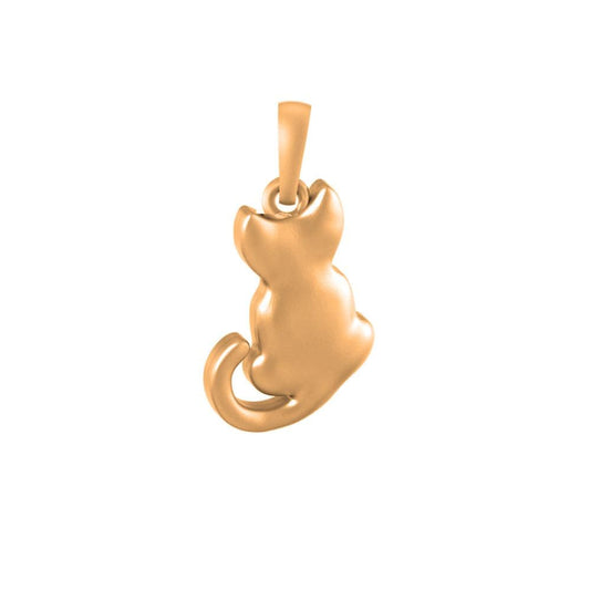 22CT Gold Plated Silver 92.5 Purity Cute Cat (Regular Size) Pendant for Men & Women by Akshat Sapphire-PM7302_Gold