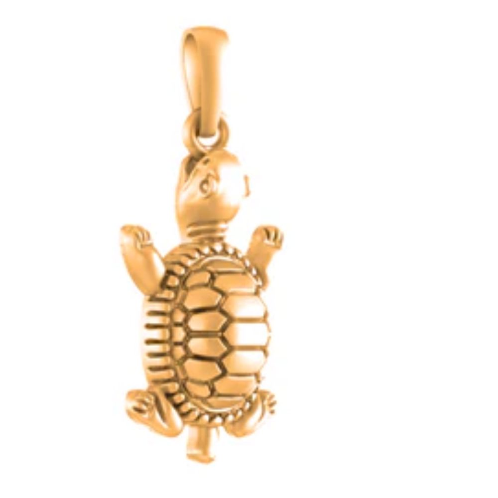 22 CT Gold Plated Silver (92.5% purity) Prosperity and peace Symbolic Tortoise Pendant for Men and Women