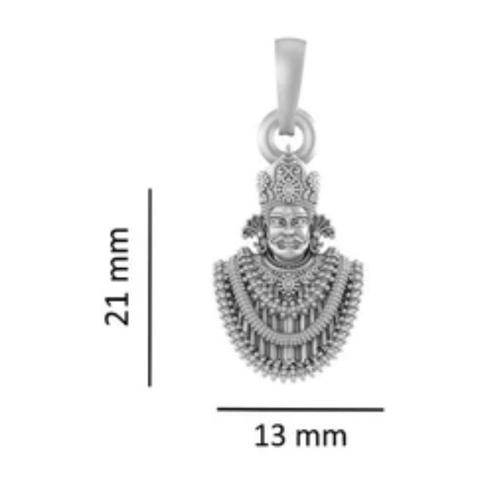 Akshat Sapphire Sterling Silver (92.5% purity) God Baba Khatu Shyam Chain Pendant (Pendant with Figaro Chain- 22 inches) for Men & Women Pure Silver Lord Baba Khatu Shyam Chain Locket for Good Health & Wealth