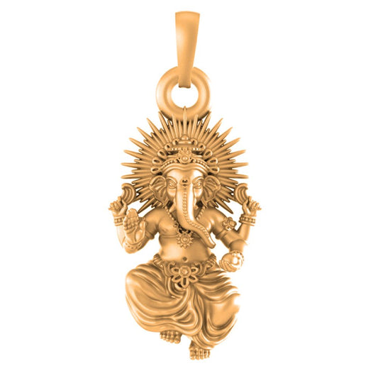 22 CT Gold Plated Silver (92.5% purity)God Ganesh Pendant for Men, Boys Girls and Women