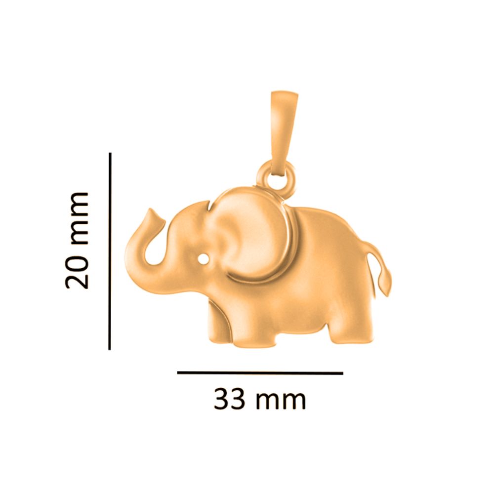 22 CT Gold Plated Silver (92.5% purity) Strength Symbolic Elephant Pendant for Men and Women