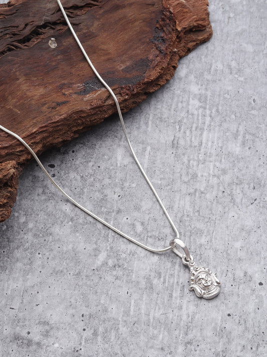 God Durga Maa Pure Silver 92.5% purity Chain pendant by Durga Maa Pendant (Pendant with Figaro Chain-18 inches)